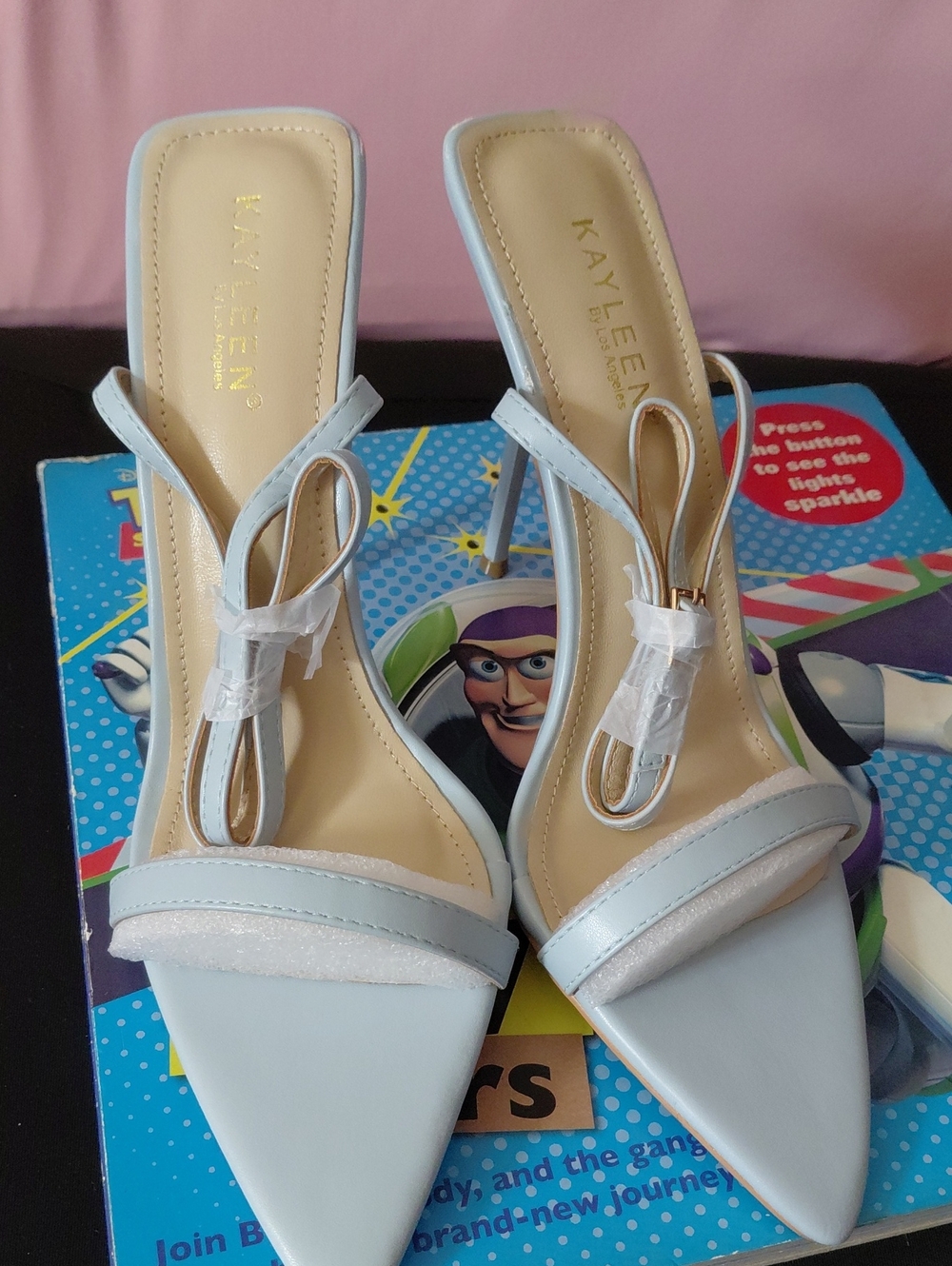 Women's Pointed Toe Heeled Sandals in Light Blue